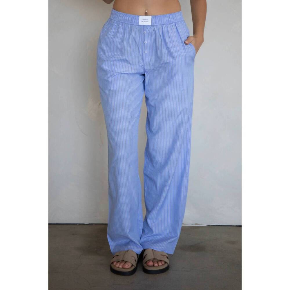 NEW THINGS BETWEEN stripe boxer pants in light blue